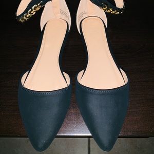 Black flats with chain